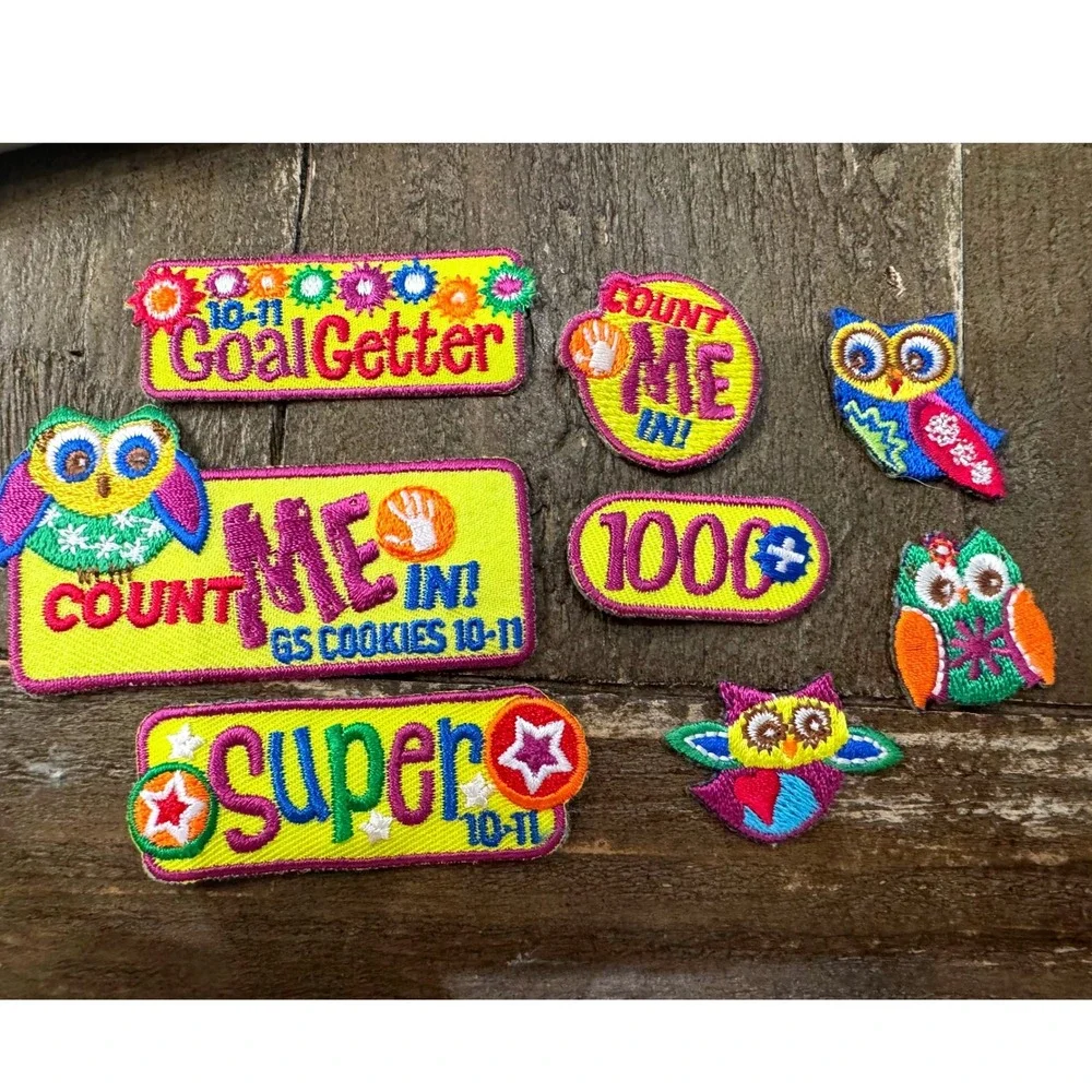 Girl Scouts GS Cookies 2010 Count Me In Patch Lot Goal Getter Volunteer Owls